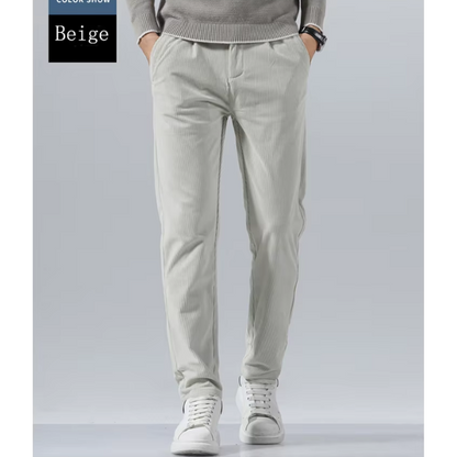 Stijlvolle corduroy broek met slim fit en plooien aan de voorkant voor heren | Ideaal voor herfst/winter
