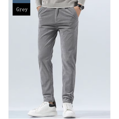Stijlvolle corduroy broek met slim fit en plooien aan de voorkant voor heren | Ideaal voor herfst/winter