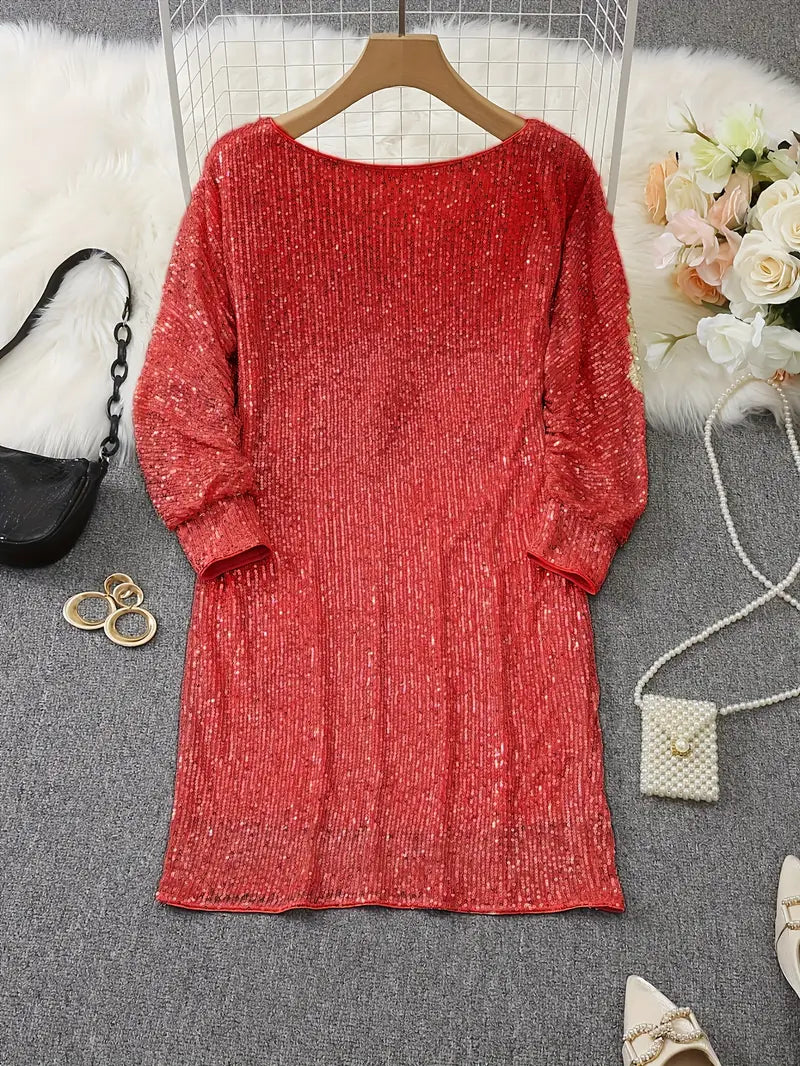 Glamoureuze paillettenjurk met contrast voor onvergetelijke feestavonden