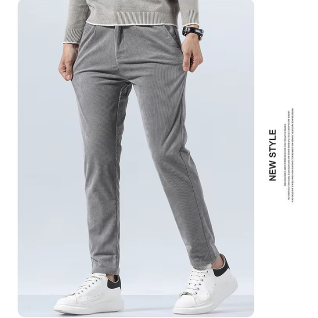 Stijlvolle corduroy broek met slim fit en plooien aan de voorkant voor heren | Ideaal voor herfst/winter