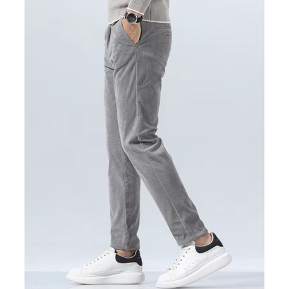 Stijlvolle corduroy broek met slim fit en plooien aan de voorkant voor heren | Ideaal voor herfst/winter