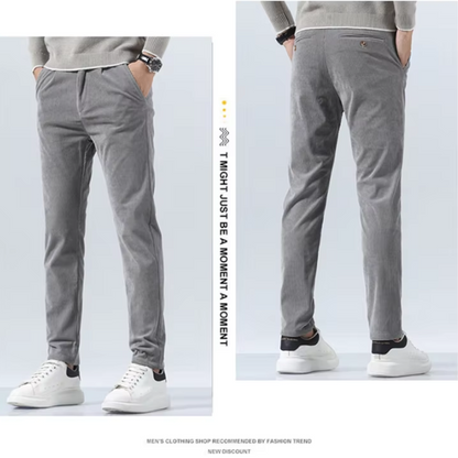Stijlvolle corduroy broek met slim fit en plooien aan de voorkant voor heren | Ideaal voor herfst/winter