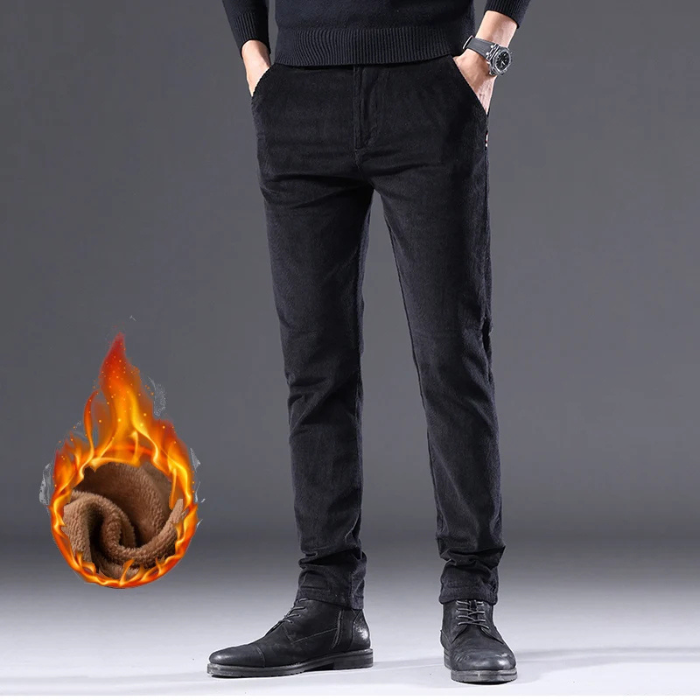 Comfortabele corduroy broek met fleece voering en thermische isolatie voor heren | Ideaal voor herfst/winter