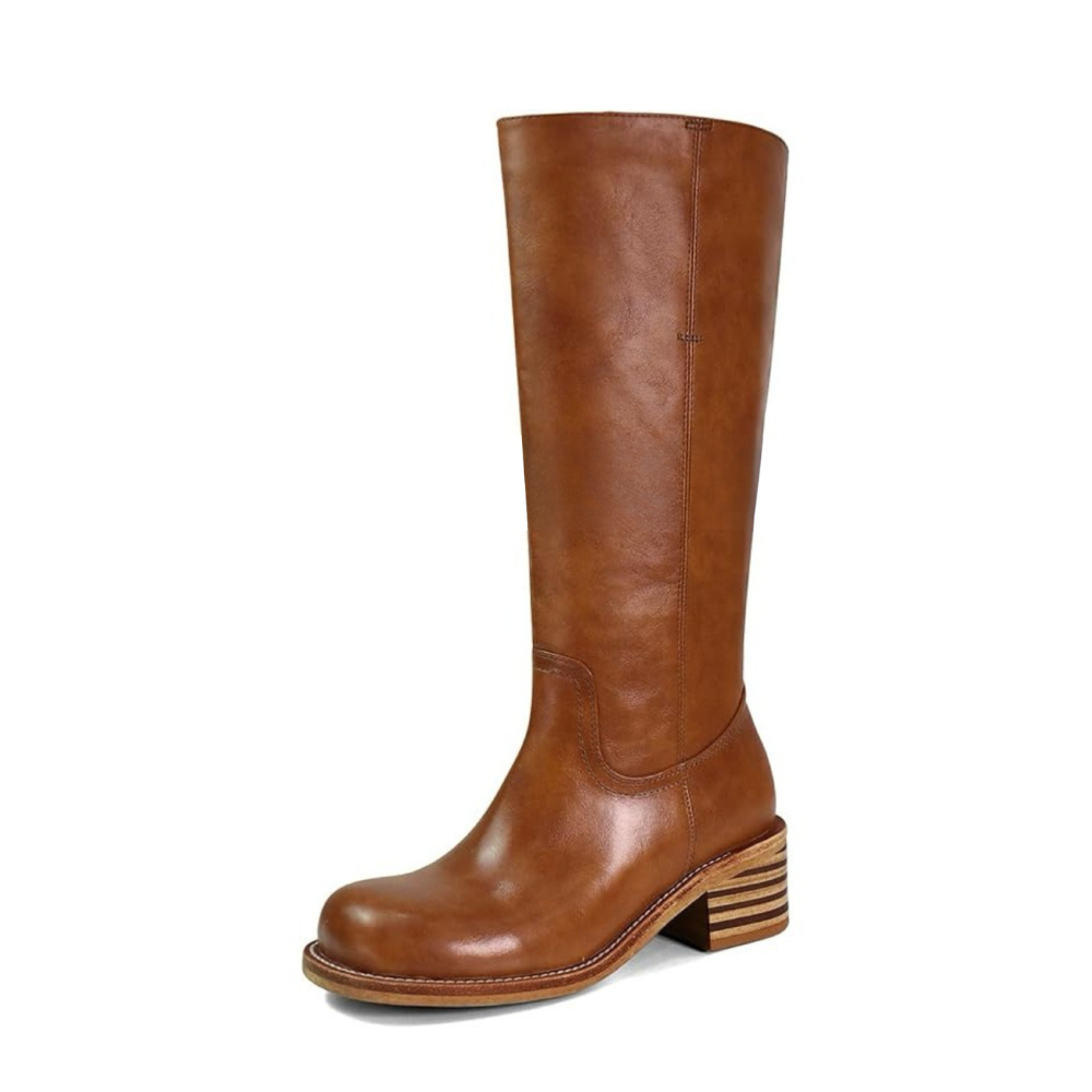 Donkerbruine Leren Dameslaarzen – Elegant & Comfortabel