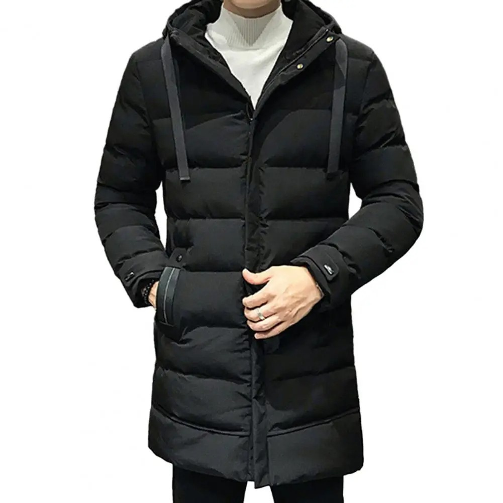 Warme lange herenpufferjas met capuchon en zakken | Perfect voor herfst/winter