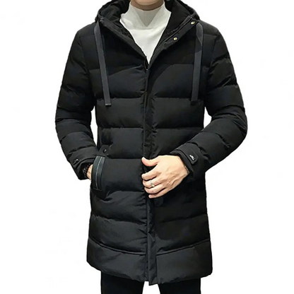 Warme lange herenpufferjas met capuchon en zakken | Perfect voor herfst/winter
