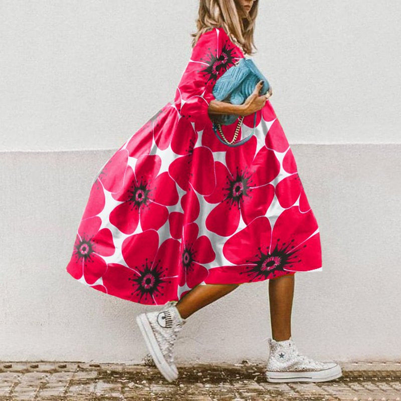 Klassieke zomerjurk Elea in geel, roze en groen