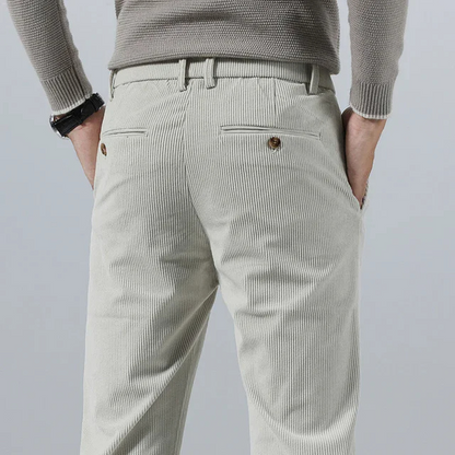 Stijlvolle corduroy broek met slim fit en plooien aan de voorkant voor heren | Ideaal voor herfst/winter