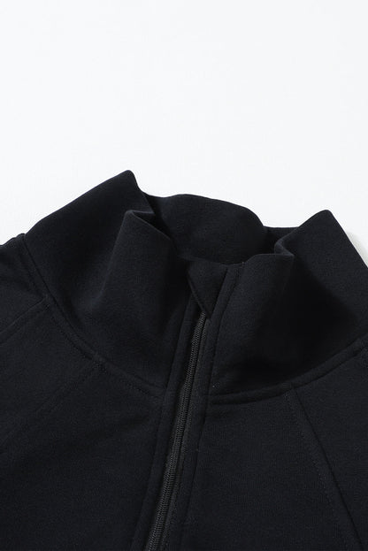 Stijlvolle Bruine Sweatshirt met Rits, Opstaande Kraag en Duimgaten – Perfect voor Casual Comfort