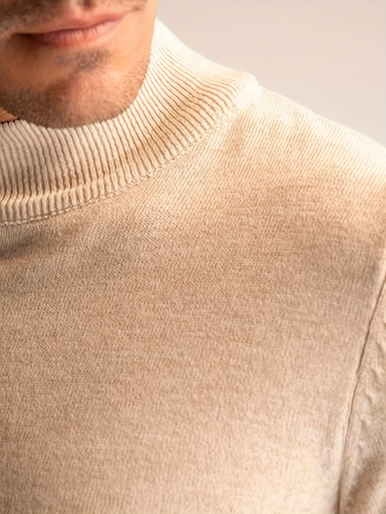 Casual warm gebreid coltrui in beige voor heren | Ideaal voor herfst/winter