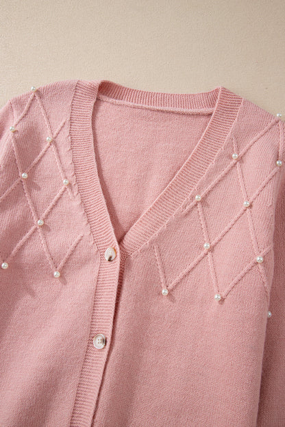 Roze kasjmier vest met parel voor dames | Ideaal voor herfst/winter