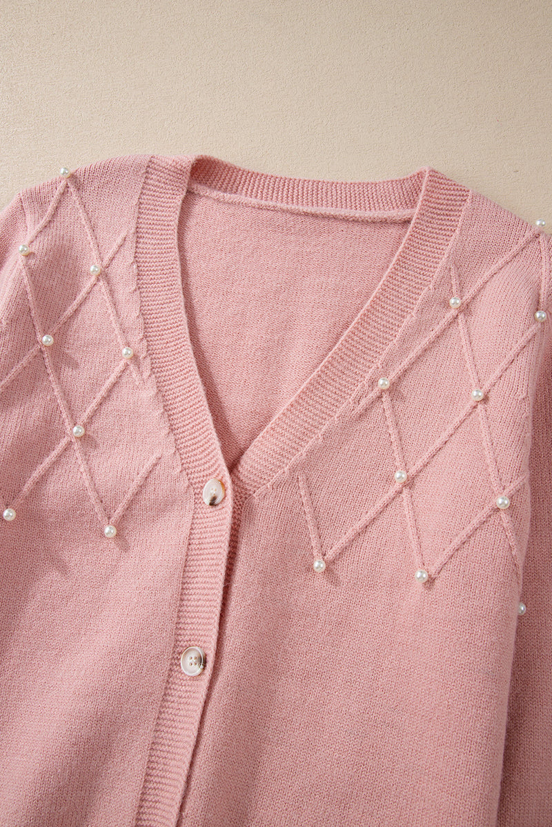 Roze kasjmier vest met parel voor dames | Ideaal voor herfst/winter