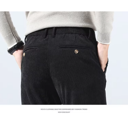 Stijlvolle corduroy broek met slim fit en plooien aan de voorkant voor heren | Ideaal voor herfst/winter
