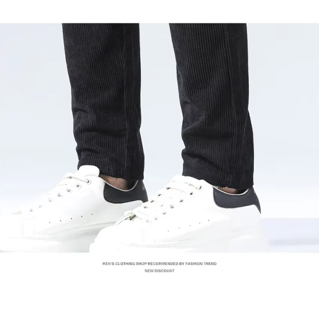 Stijlvolle corduroy broek met slim fit en plooien aan de voorkant voor heren | Ideaal voor herfst/winter