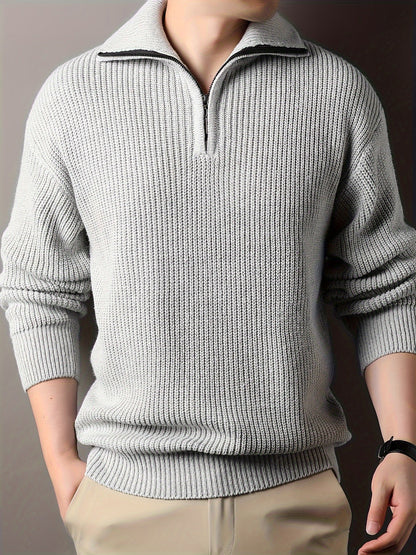Casual, knusse gebreide trui met ritssluiting voor heren | Ideaal voor herfst/winter