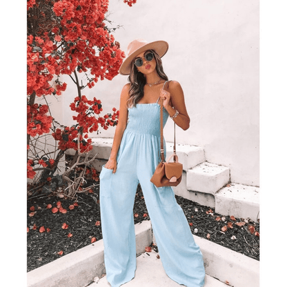 Jumpsuit met zakken voor dames, losse wijde pijpen, ideaal voor de zomer
