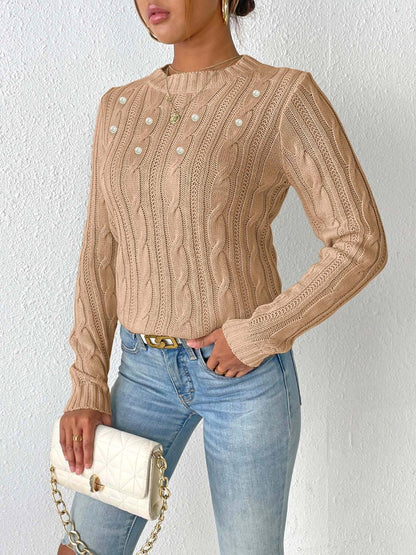 Stijlvolle trui met volumineuze kabelpatronen voor dames | Ideaal voor de herfst/winter