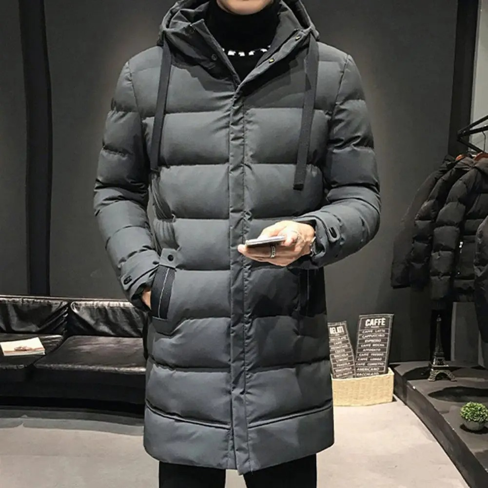 Warme lange herenpufferjas met capuchon en zakken | Perfect voor herfst/winter