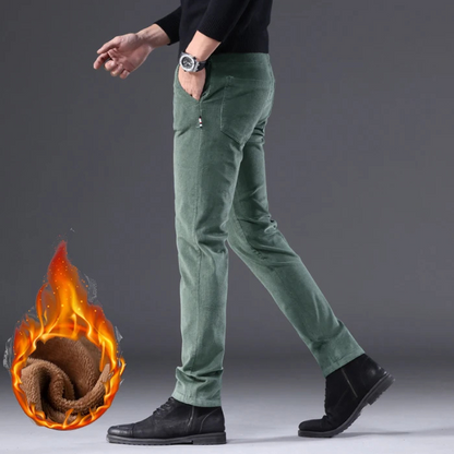 Comfortabele corduroy broek met fleece voering en thermische isolatie voor heren | Ideaal voor herfst/winter