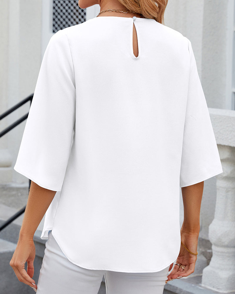 Quirine | Elegant Halfmouw Top – Tijdloze Stijl & Comfort