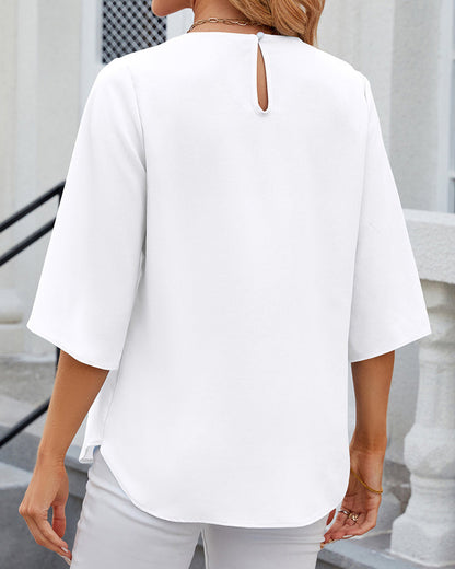 Quirine | Elegant Halfmouw Top – Tijdloze Stijl & Comfort