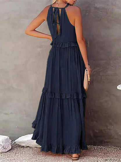 Zwierige maxi jurk met ruches in Zuri-stijl elegant