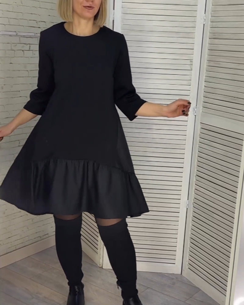Zwarte jurk met ronde hals elegant design