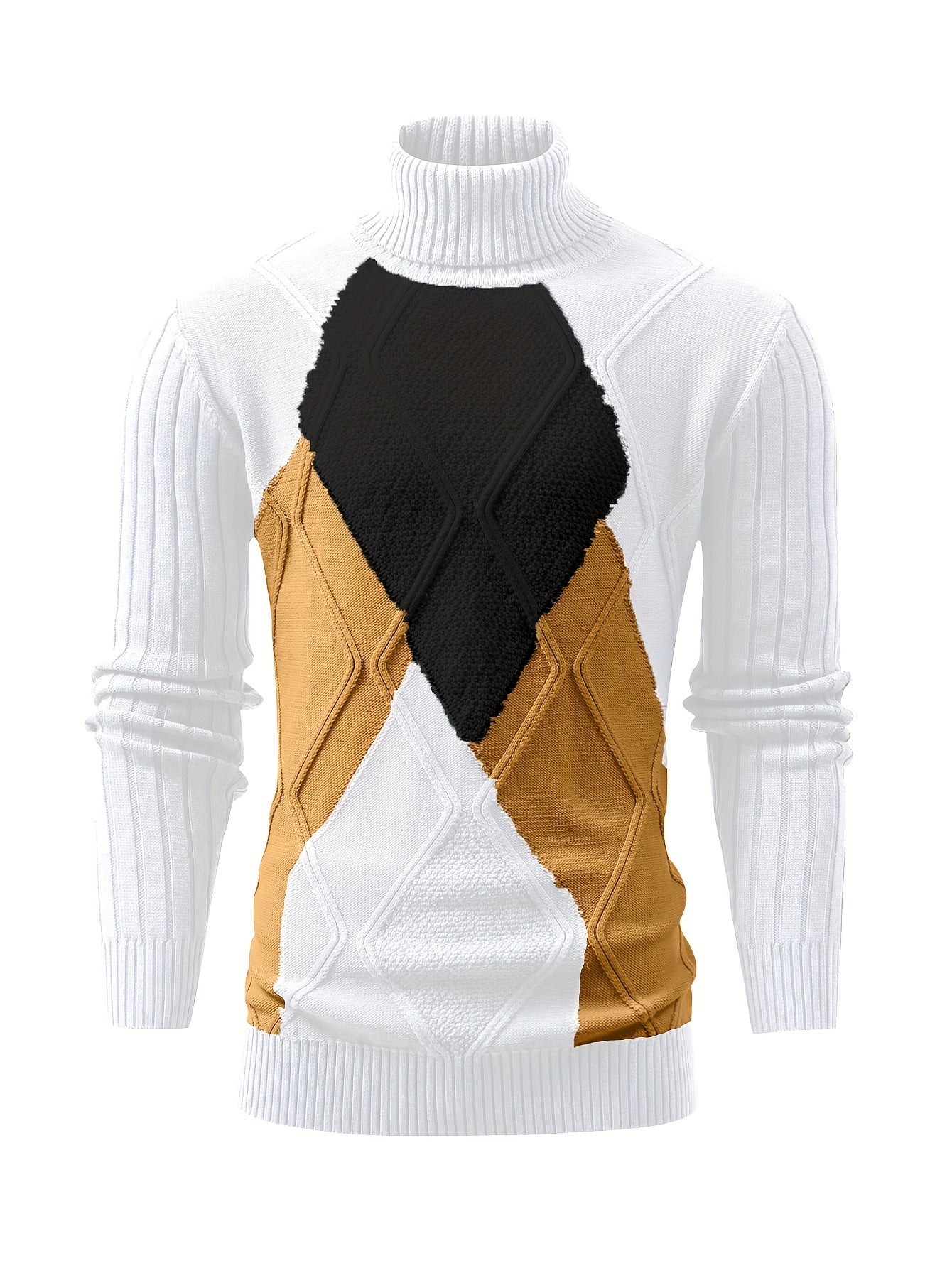 Casual slim-fit coltrui met geometrische grafische print voor heren | Ideaal voor herfst/winter