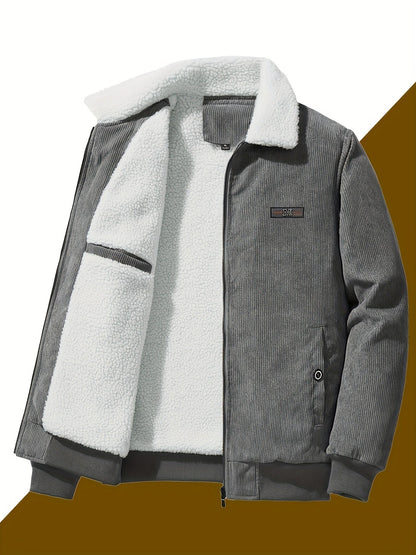 Retro warme winterjas met lange mouwen en label patch voor mannen | deal voor de winter