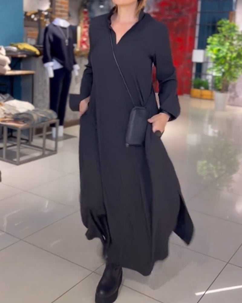 Zwarte lange stretch jurk van zachte edelijn elegant
