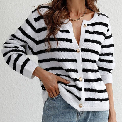 Elegant gestreept vest met knopen voor dames | Ideaal voor herfst/winter