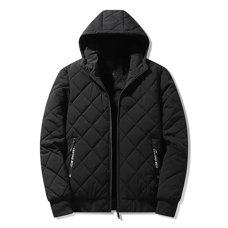Heren Slim Fit Zip Puffer Jacket met capuchon en zakken Perfect voor Herfst/Winter