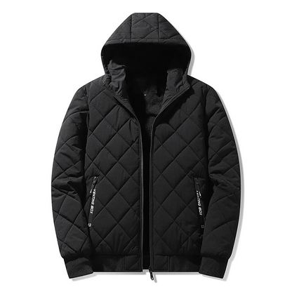 Heren Slim Fit Zip Puffer Jacket met capuchon en zakken Perfect voor Herfst/Winter