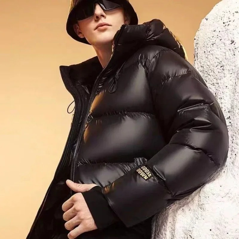 Geïsoleerde zwarte heren Pufferjas met dikke capuchon Perfect voor herfst/winter