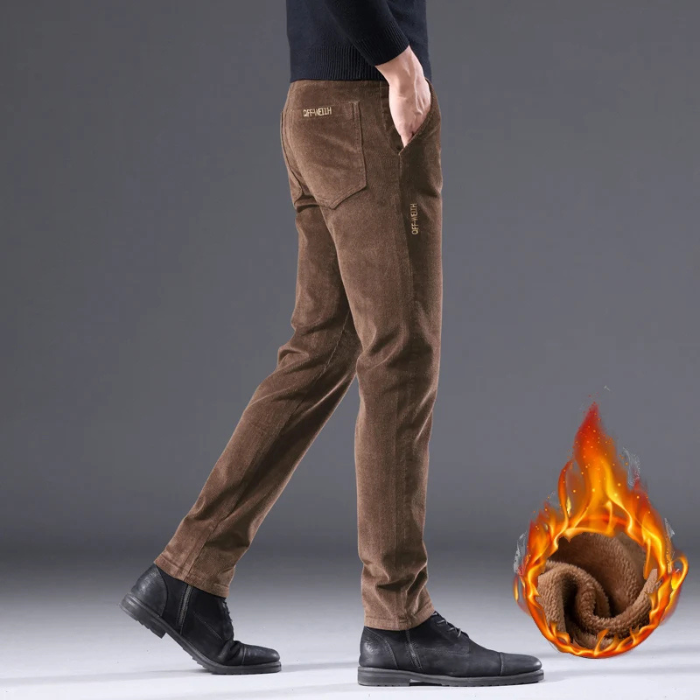 Comfortabele corduroy broek met fleece voering en thermische isolatie voor heren | Ideaal voor herfst/winter