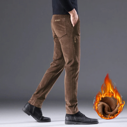Comfortabele corduroy broek met fleece voering en thermische isolatie voor heren | Ideaal voor herfst/winter