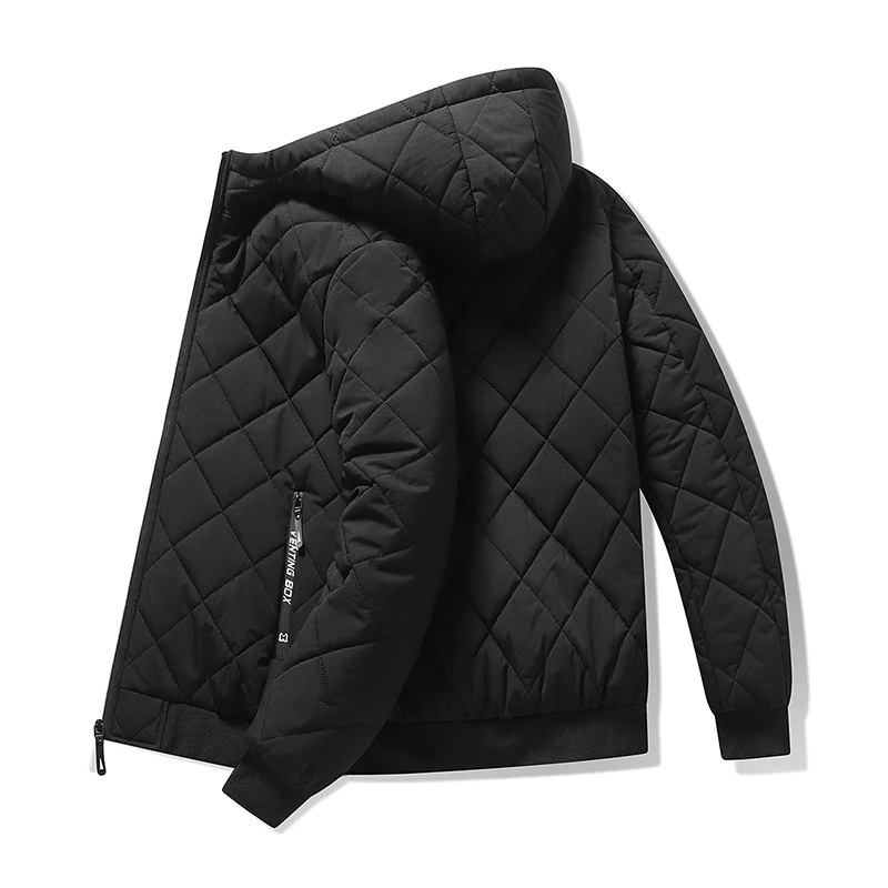 Heren Slim Fit Zip Puffer Jacket met capuchon en zakken Perfect voor Herfst/Winter
