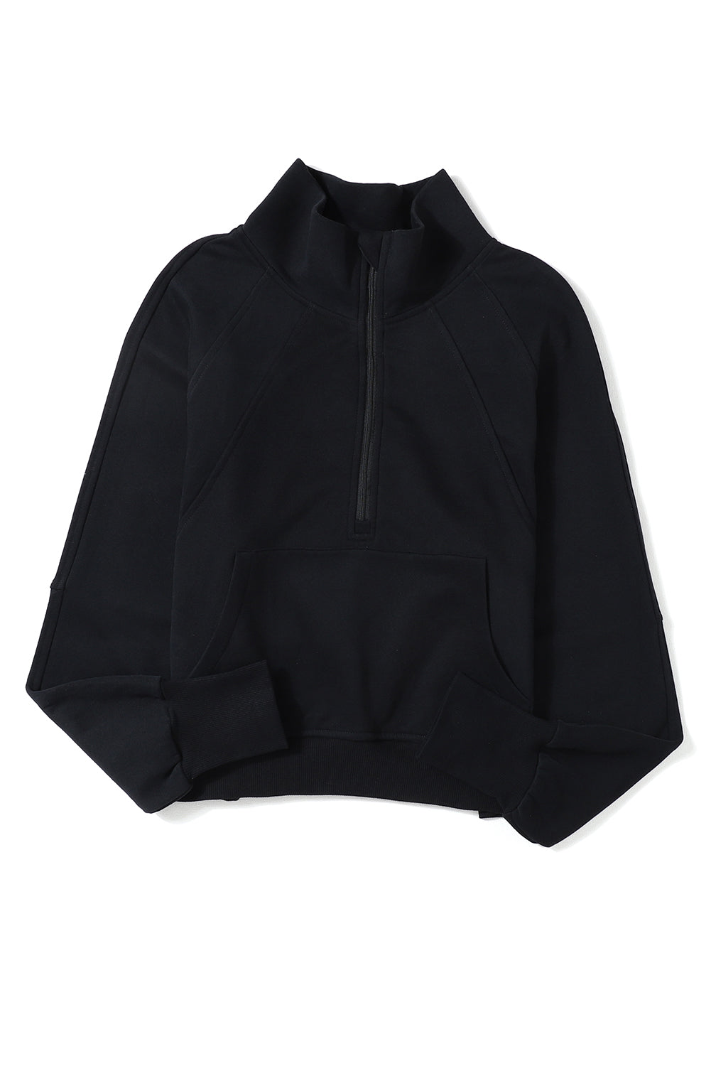 Stijlvolle Bruine Sweatshirt met Rits, Opstaande Kraag en Duimgaten – Perfect voor Casual Comfort