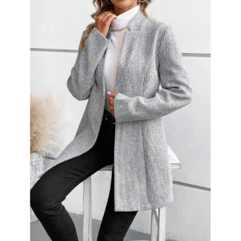 Grijze Winter Blazer Met Knoop Voor Dames | Ideaal voor alle seizoenen