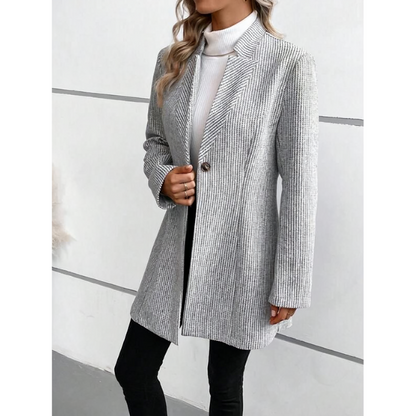 Grijze Winter Blazer Met Knoop Voor Dames | Ideaal voor alle seizoenen