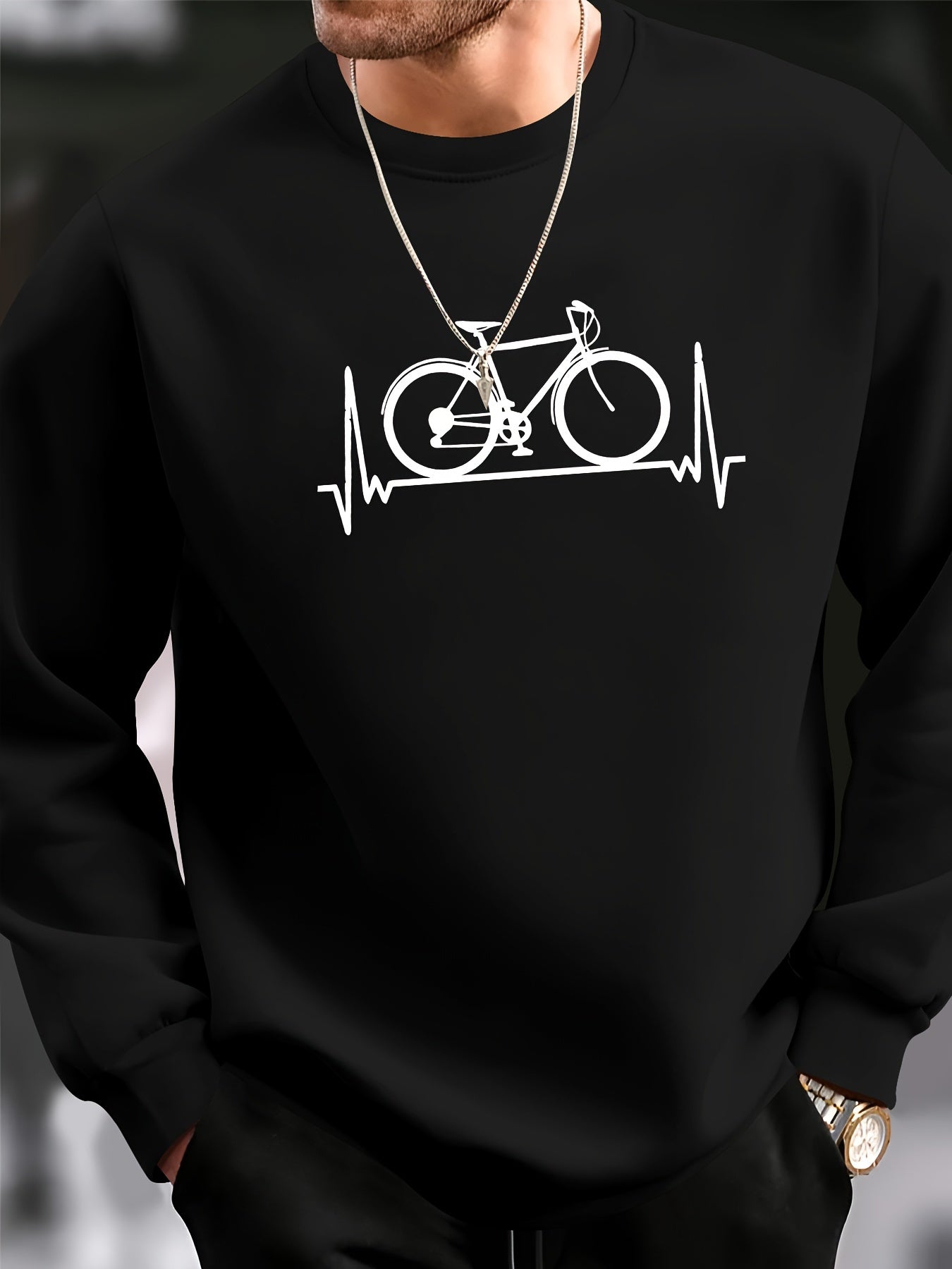 Stijlvolle pullover met fietsprint voor heren | Perfect voor herfst/winter