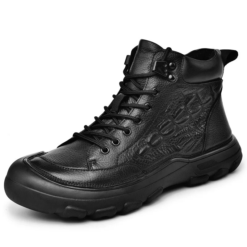 Vetlederen herenschoenen met textuur, ideaal voor herfst/winter