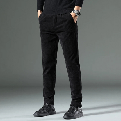 Stijlvolle corduroy broek met slim fit en plooien aan de voorkant voor heren | Ideaal voor herfst/winter