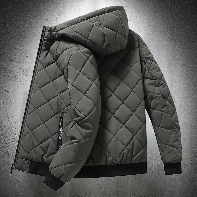Heren Slim Fit Zip Puffer Jacket met capuchon en zakken Perfect voor Herfst/Winter