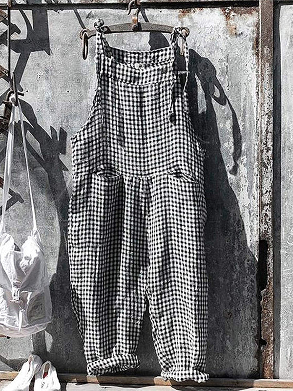 Vintage mouwloze gestreepte baggy jumpsuit voor dames | Ideaal voor lente/zomer