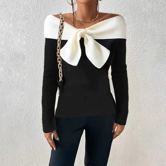 Chique zwarte off-shoulder trui voor dames | Ideaal voor de herfst/winter