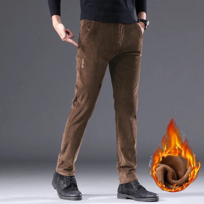 Comfortabele corduroy broek met fleece voering en thermische isolatie voor heren | Ideaal voor herfst/winter