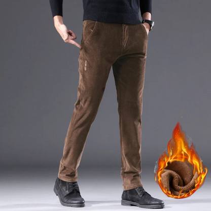 Comfortabele corduroy broek met fleece voering en thermische isolatie voor heren | Ideaal voor herfst/winter