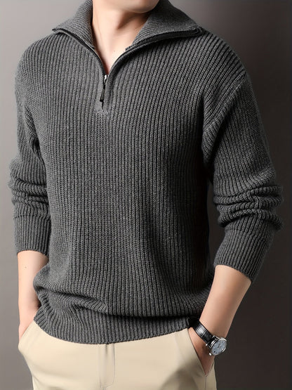 Casual, knusse gebreide trui met ritssluiting voor heren | Ideaal voor herfst/winter