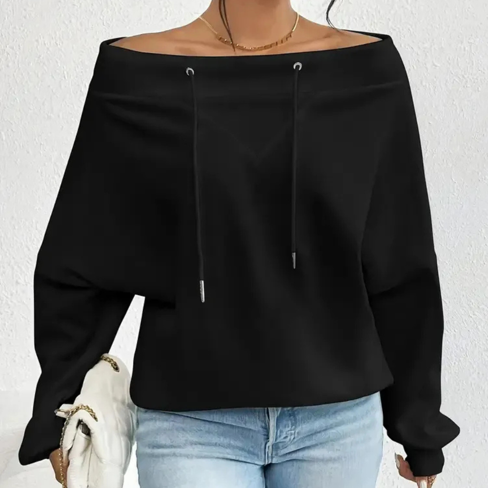 Zerina schouderloos sweatshirt voor een stijlvolle look